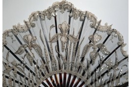 Black and white iris, Art Nouveau fan by Duvelleroy