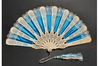 Sultane blue fan, circa 1870-1900