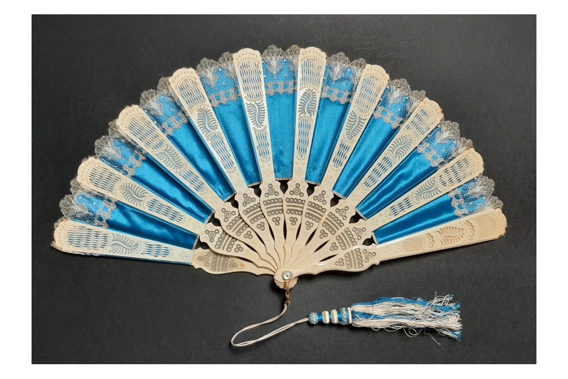 Sultane blue fan, circa 1870-1900