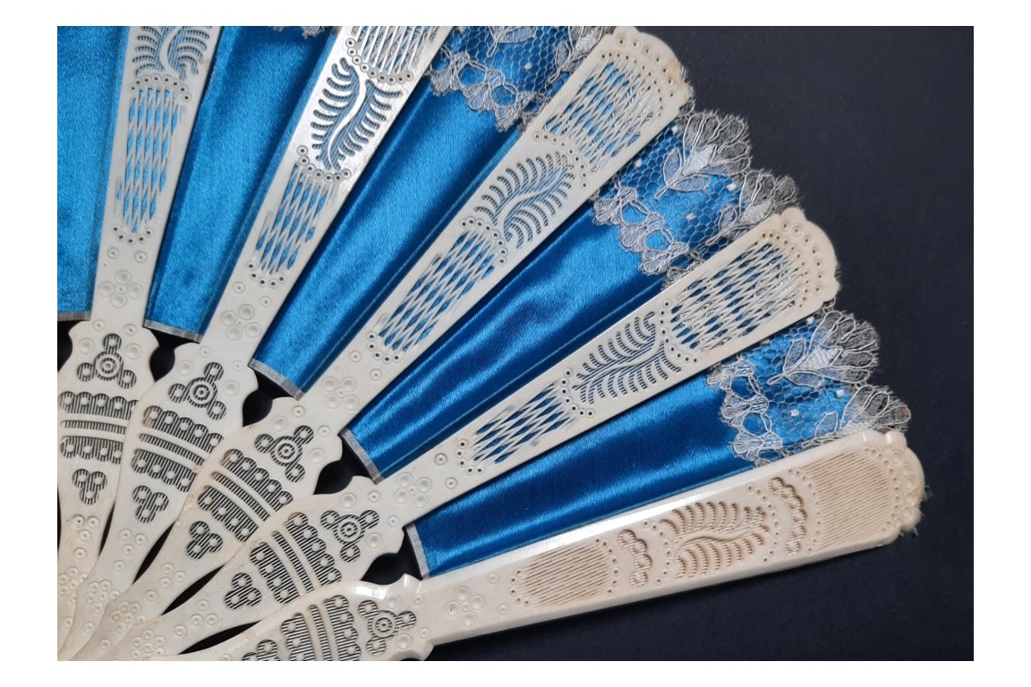 Sultane blue fan, circa 1870-1900