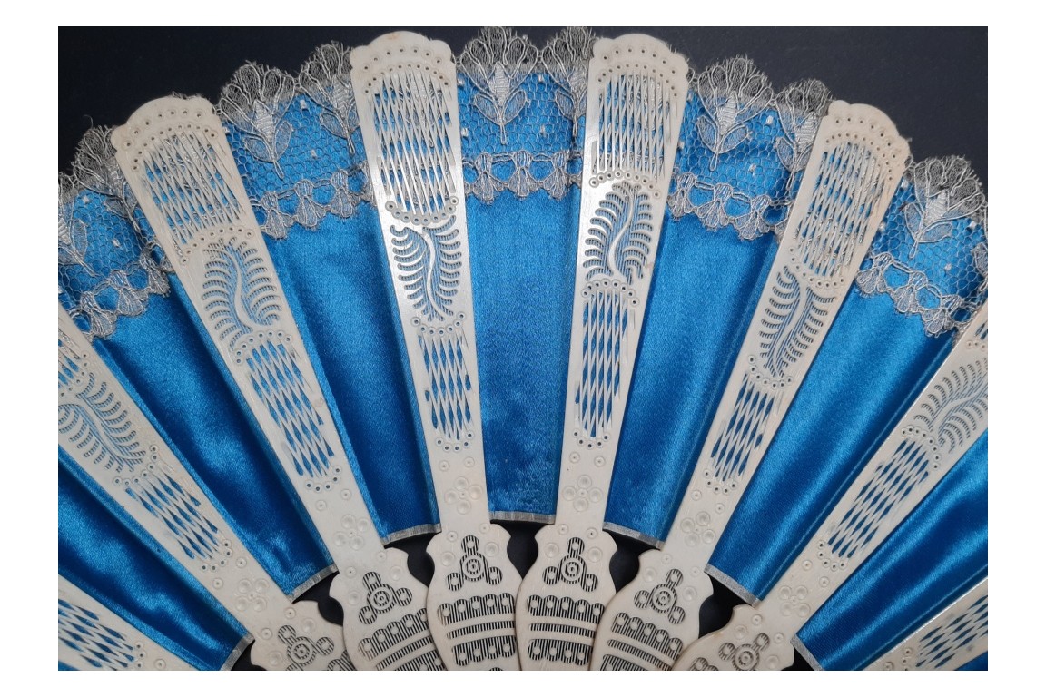 Sultane blue fan, circa 1870-1900