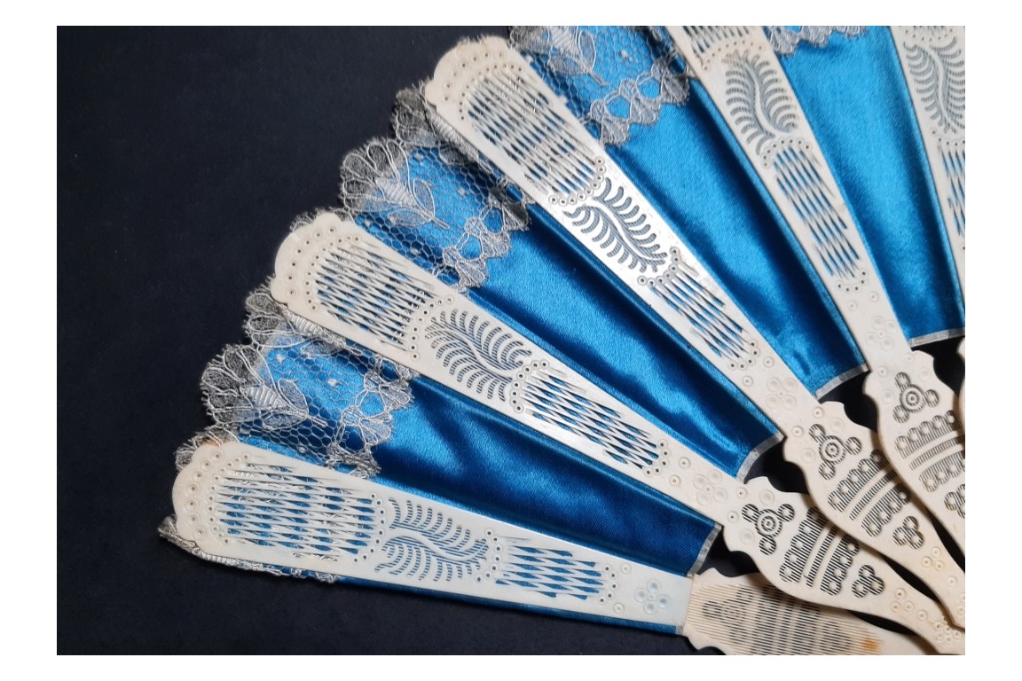 Sultane blue fan, circa 1870-1900