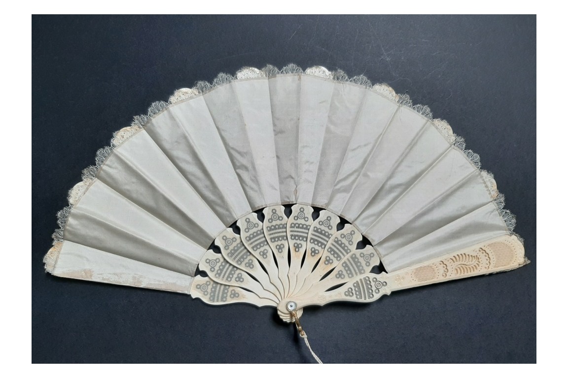 Sultane blue fan, circa 1870-1900