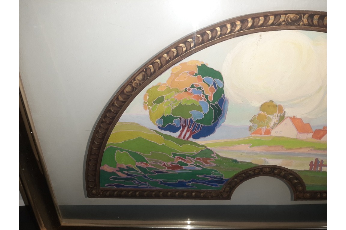 Symbolist hill, fan leaf XXth century