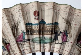 Charles and Robert's hot-air balloon in the Tuileries Garden, fan circa 1783-84
