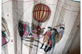Le ballon montgolfière de Charles et Robert au jardin des Tuileries, éventail vers 1783-84
