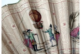 Le ballon montgolfière de Charles et Robert au jardin des Tuileries, éventail vers 1783-84