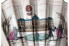 Charles and Robert's hot-air balloon in the Tuileries Garden, fan circa 1783-84