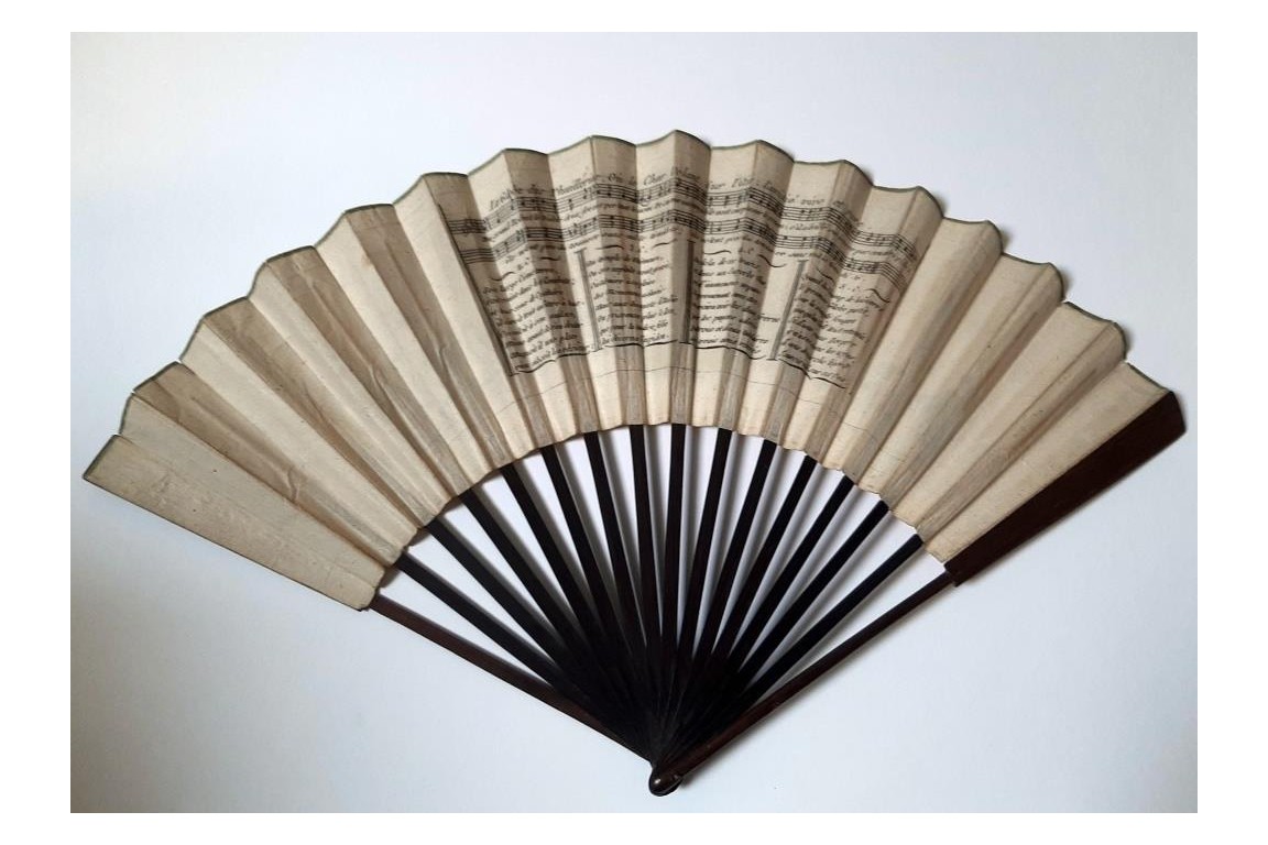 Charles and Robert's hot-air balloon in the Tuileries Garden, fan circa 1783-84
