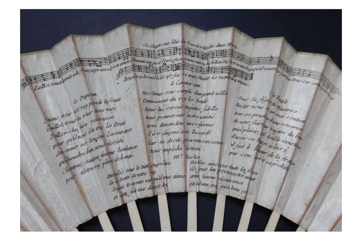 Brienne's disgrace and Necker's praise, revolutionnary fan, circa 1788
