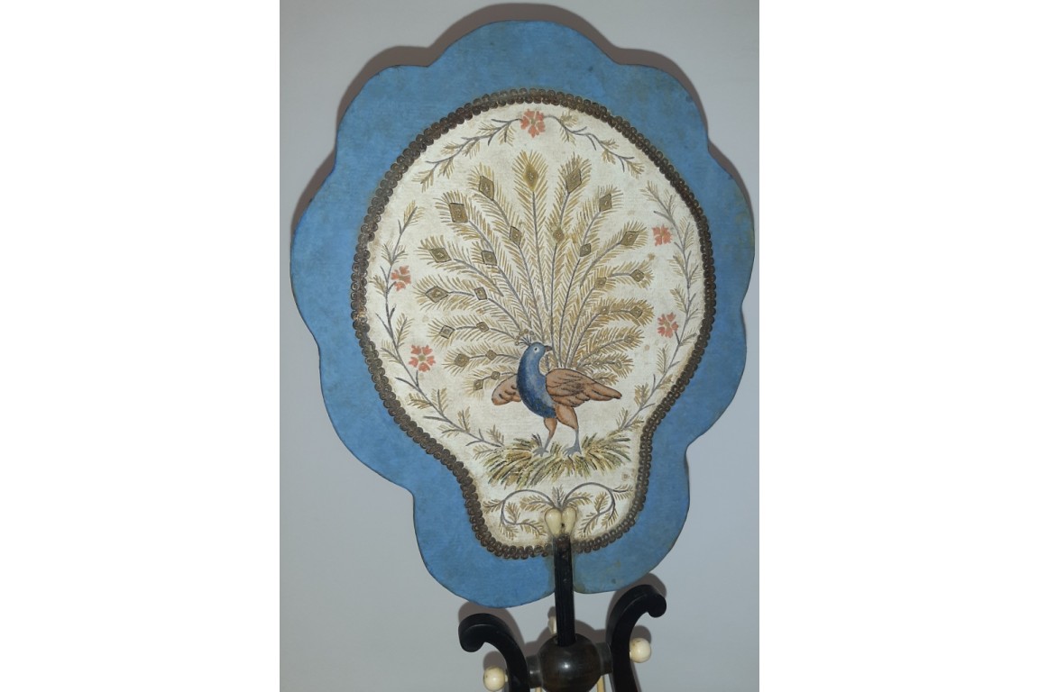 The music of the peacock, mid-19th century table fixed fan