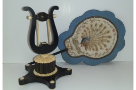 The music of the peacock, mid-19th century table fixed fan