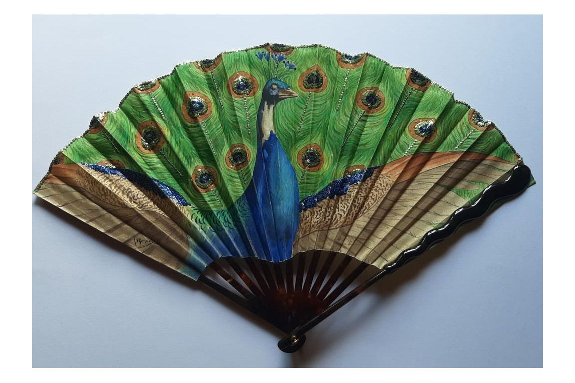 Peacock by Thomasse, fan circa 1900-1910