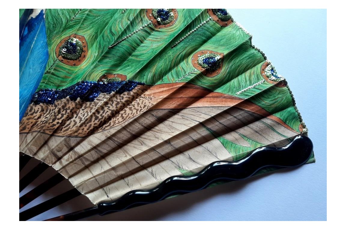 Le paon de Thomasse, éventail vers 1900-1910