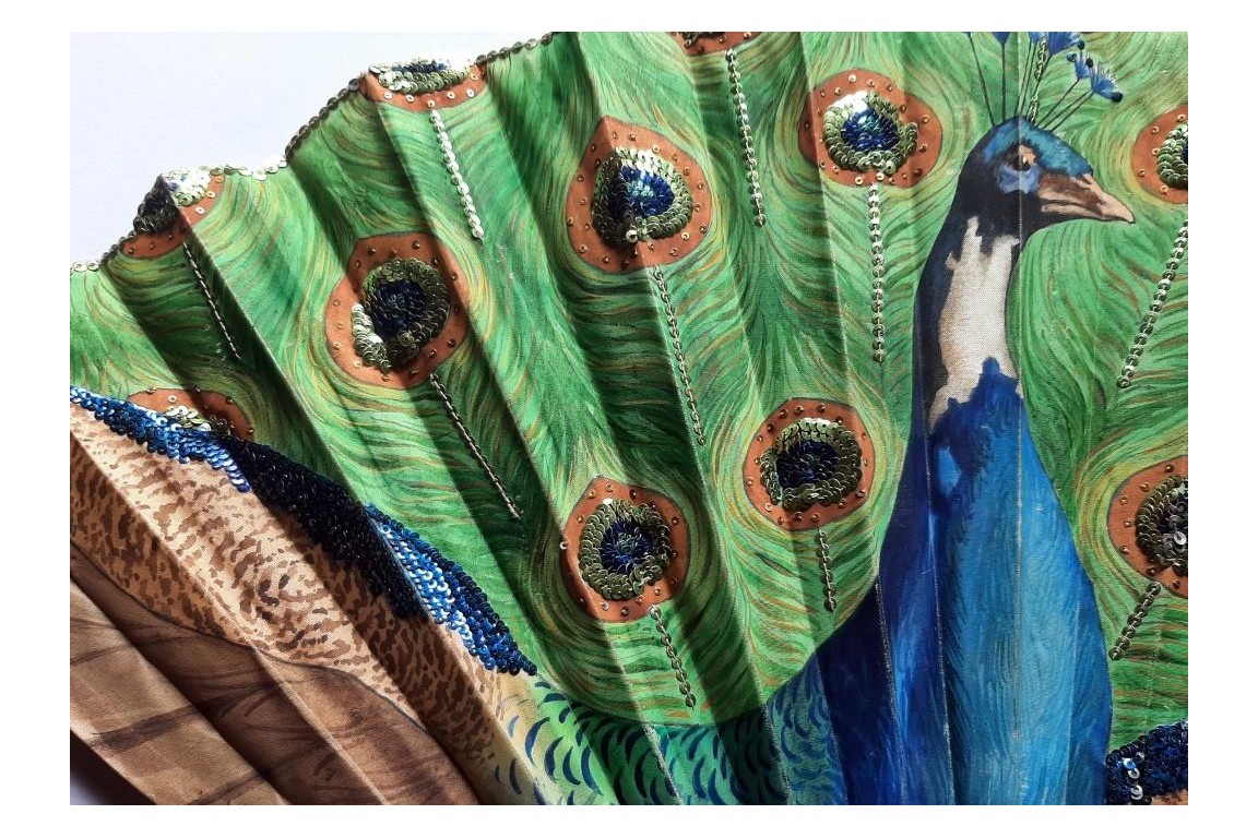 Le paon de Thomasse, éventail vers 1900-1910