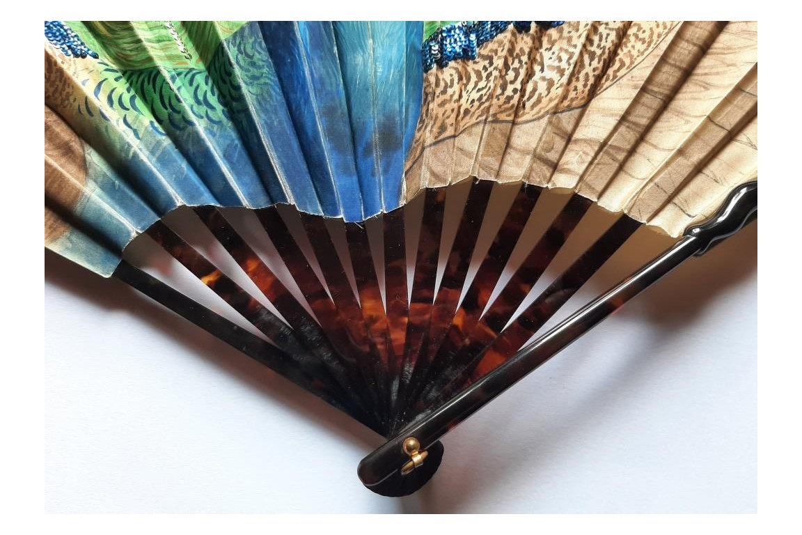 Le paon de Thomasse, éventail vers 1900-1910