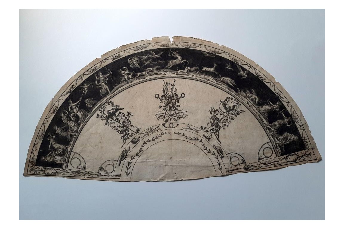 Diana the Huntress, early 19th century fan leaf