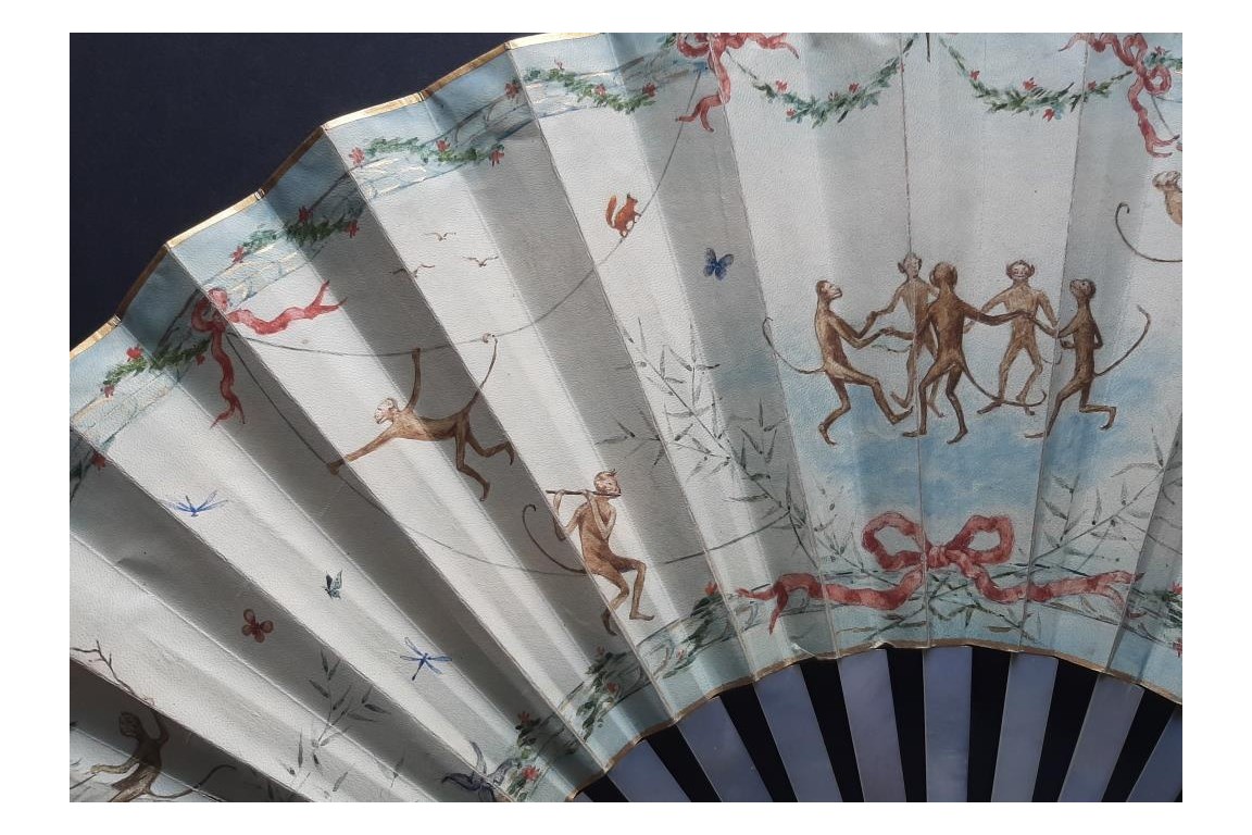 Monkeys, fan by Octave Join-Lambert, 1890