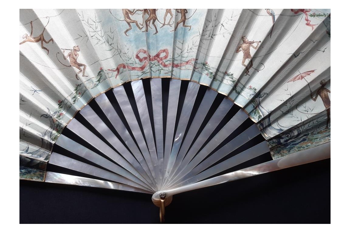 Monkeys, fan by Octave Join-Lambert, 1890