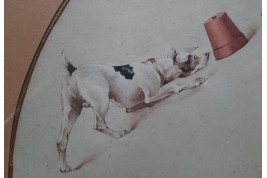 Le chien ratier, feuille d'éventail vers 1900