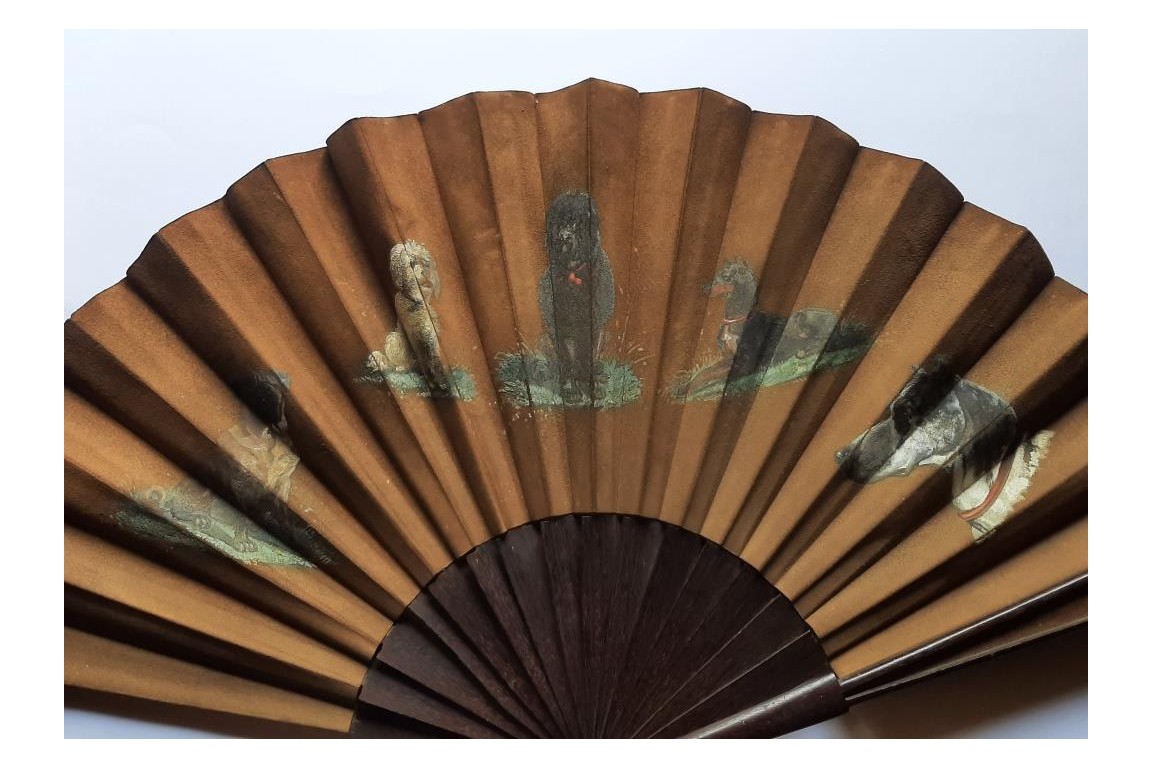 Dogs, fan by Rodeck, Wien circa 1880-1900