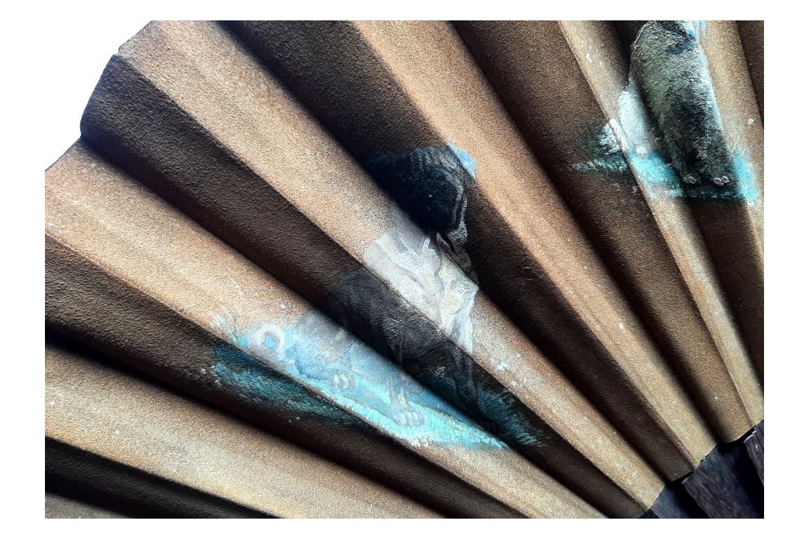 Les cinq chiens de Rodeck à Vienne, éventail vers 1880-1900