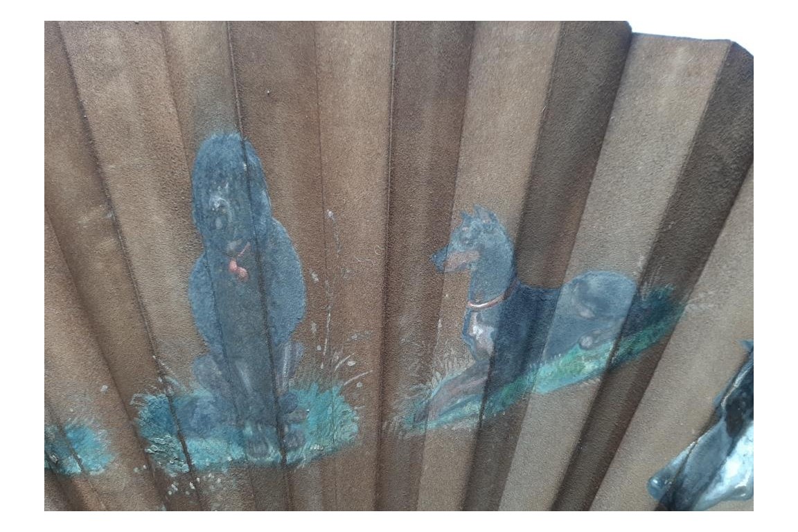 Les cinq chiens de Rodeck à Vienne, éventail vers 1880-1900