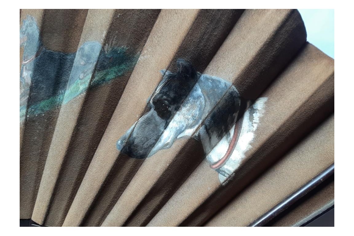 Les cinq chiens de Rodeck à Vienne, éventail vers 1880-1900