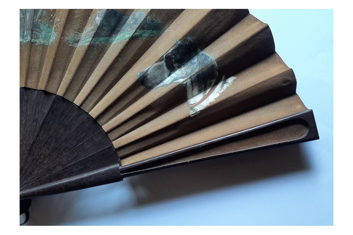 Les cinq chiens de Rodeck à Vienne, éventail vers 1880-1900