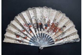 elephant and sacred cows, fan circa 1900