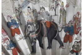 elephant and sacred cows, fan circa 1900