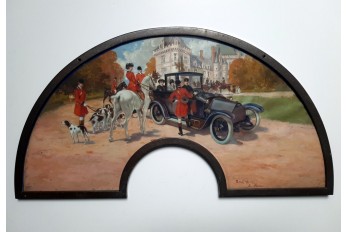 Hunting party, fan leaf 1900-1925