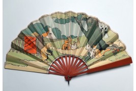 The photographer dog, fan by Benjamin Rabier circa 1900-1909