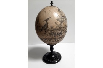 Whaling, ostrich egg, late 19th century ?