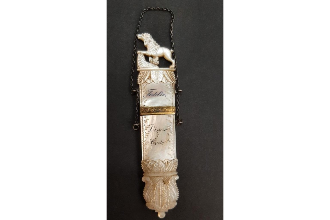 Dog, needle case, early 19th century