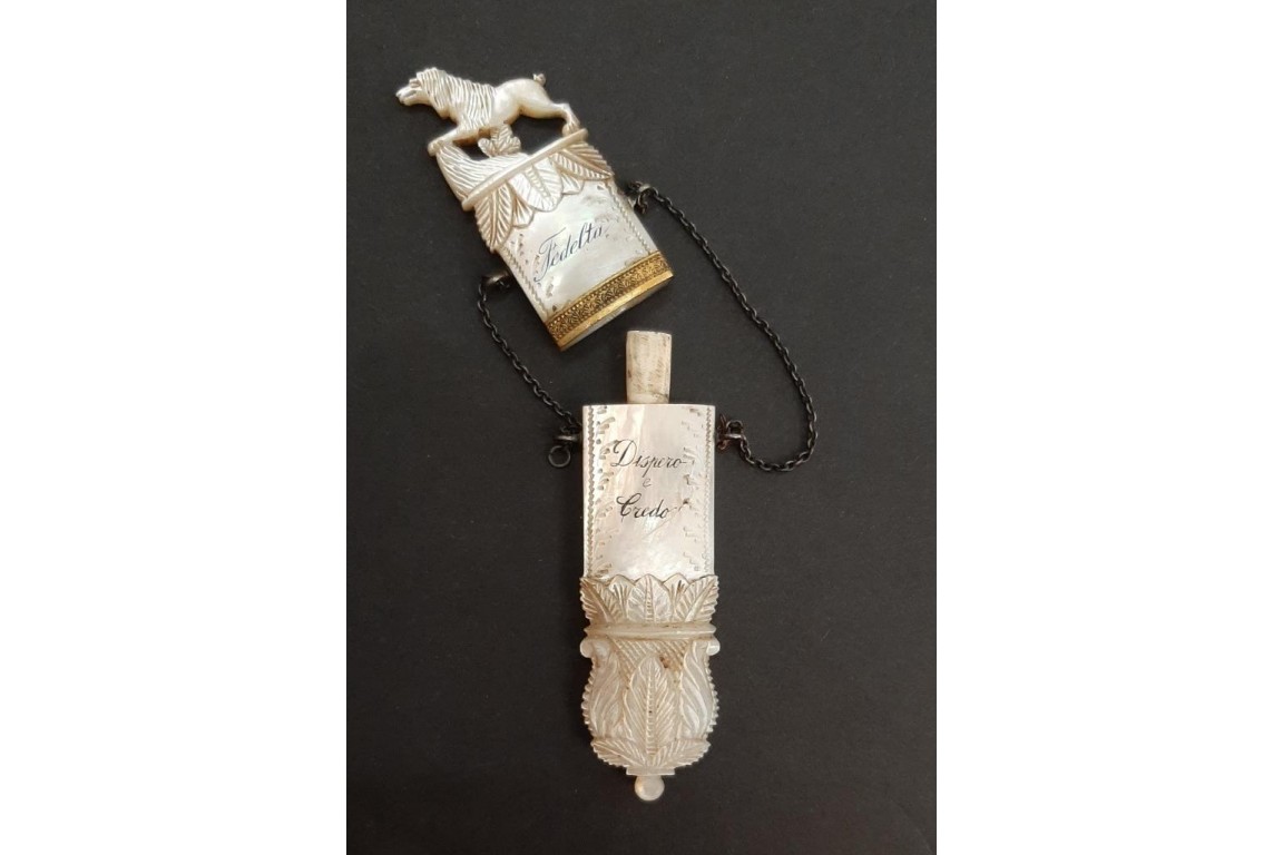 Dog, needle case, early 19th century