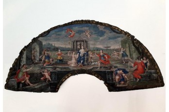 Le triomphe de Flore, feuille d'éventail fin XVIIe siècle