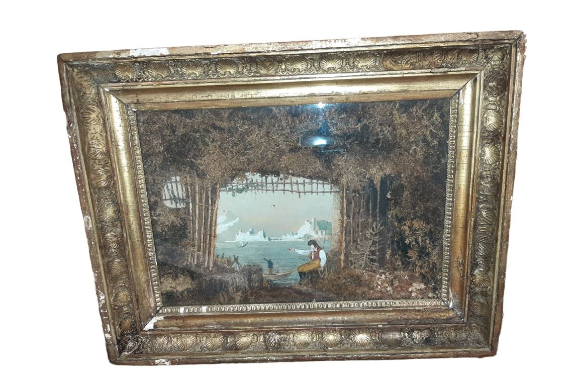 Borgo Santa Lucia et le Vésuve au naturel, gravure milieu XIXe siècle