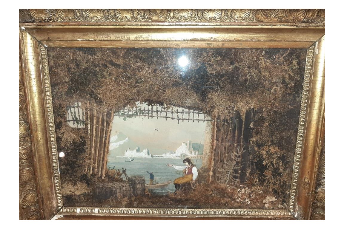 Borgo Santa Lucia et le Vésuve au naturel, gravure milieu XIXe siècle