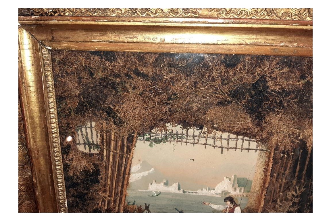 Borgo Santa Lucia et le Vésuve au naturel, gravure milieu XIXe siècle