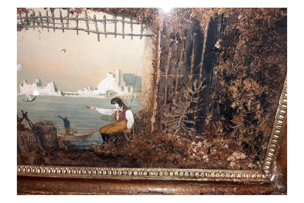 Borgo Santa Lucia et le Vésuve au naturel, gravure milieu XIXe siècle