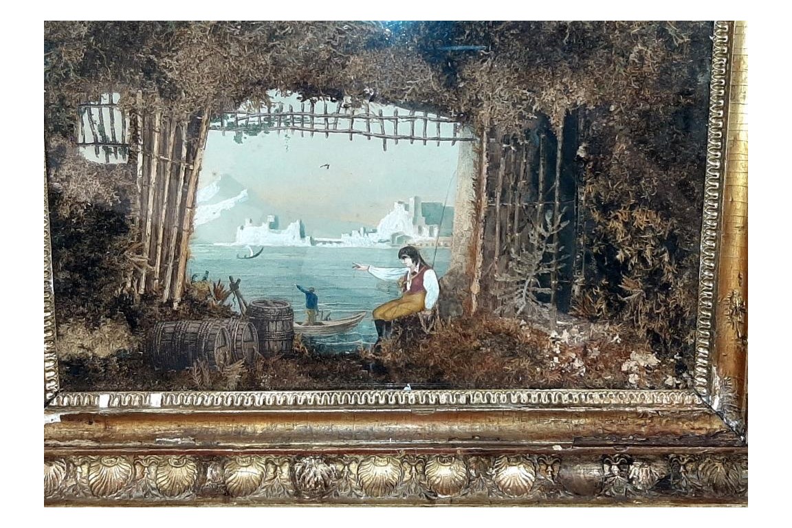 Borgo Santa Lucia et le Vésuve au naturel, gravure milieu XIXe siècle