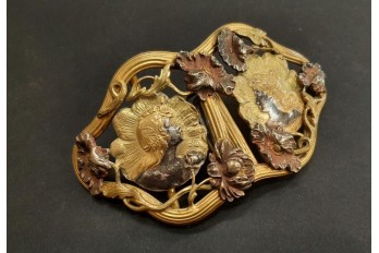 Beauties with poppies, Art Nouveau belt buckle