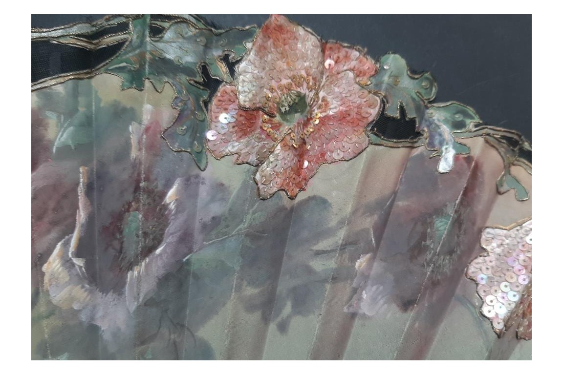 Les pavots, éventail Art Nouveau