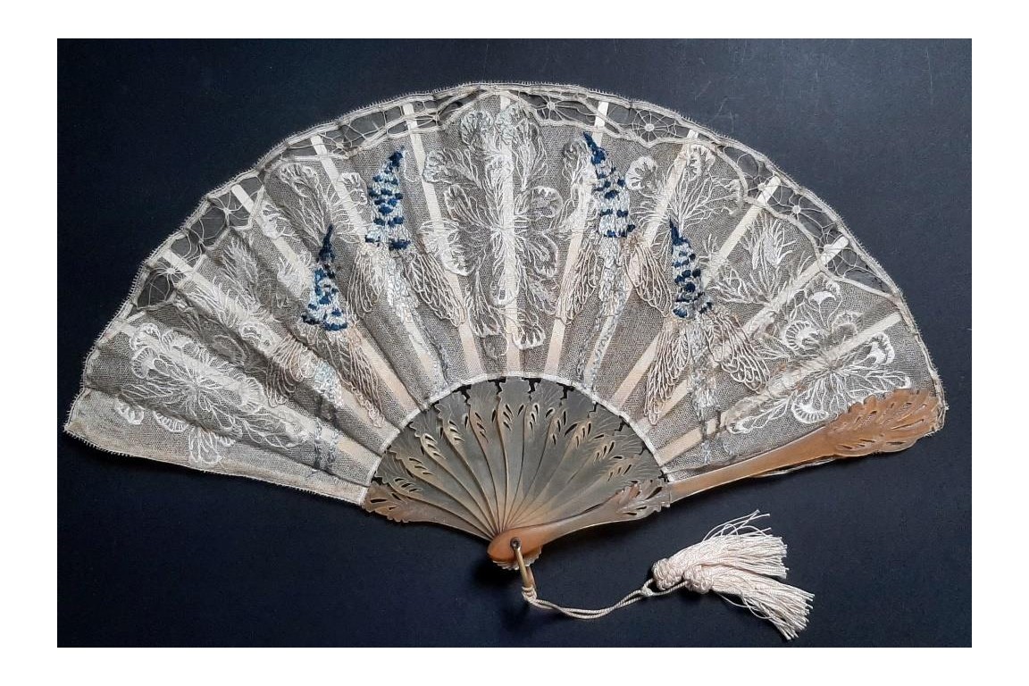 Lupine flowers, fan circa 1900