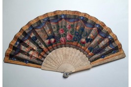 Fruits, flowers and birds, fan circa 1835-40