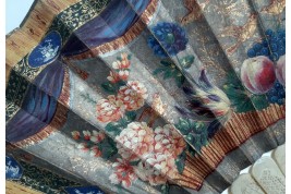 Fruits, flowers and birds, fan circa 1835-40