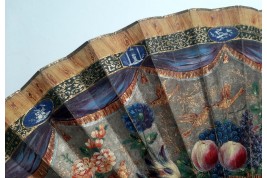 Fruits, flowers and birds, fan circa 1835-40