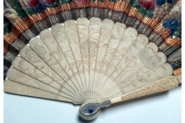 Fruits, flowers and birds, fan circa 1835-40
