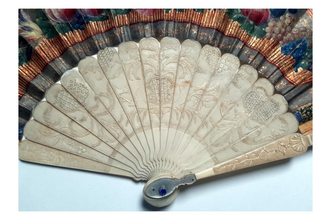 Fruits, flowers and birds, fan circa 1835-40
